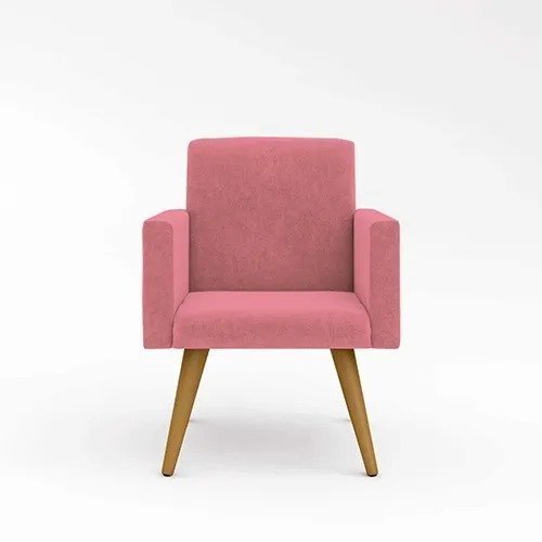 Poltrona Decorativa Nina Cadeira Escritório Recepção Suede Rosa - 2