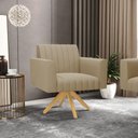 Ver imagem 7 de Kit 2 Poltronas Giratória Viena Gomada Suede Marrom Rato Base de Madeira Ma30 - D’Rossi