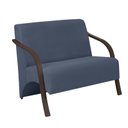 Ver imagem 1 de Poltrona Namoradeira 2 Lugares Vênus D Salla Suede Braço Madeira Azul Bic