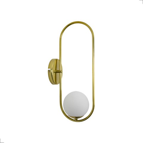 Luminária de Parede Arandela Pendulo Dourado-polido C/ Globo de Vidro Leitoso 1xg9 Bivolt