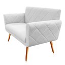 Ver imagem 3 de Namoradeira Decorativa Sabrina Couro Branco Pés Madeira Mz Decor