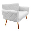 Ver imagem 2 de Namoradeira Decorativa Sabrina Couro Branco Pés Madeira Mz Decor
