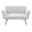 Ver imagem 1 de Namoradeira Decorativa Sabrina Couro Branco Pés Madeira Mz Decor