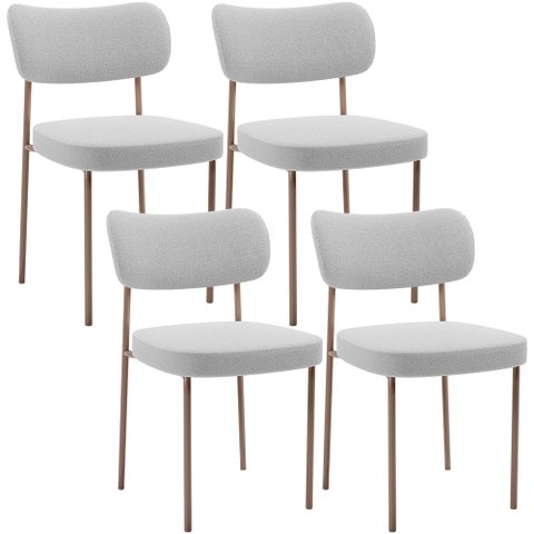 Kit 04 Cadeiras Decorativa Estofada para Sala de Jantar Melina Base Arena L02 Bouclê Cinza - Lyam de