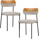 Ver imagem 1 de Kit 02 Cadeira Decorativa Estofada para Sala de Jantar Melina L02 Linho Cru Couríssimo Whisky -