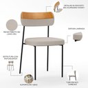 Ver imagem 7 de Kit 02 Cadeira Decorativa Estofada para Sala de Jantar Melina L02 Linho Cru Couríssimo Whisky -