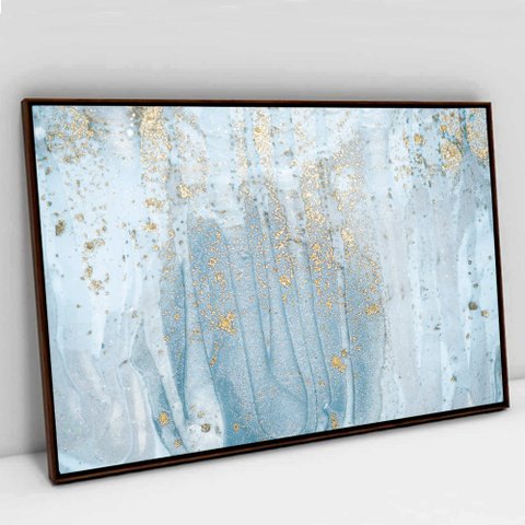 Quadro Decorativo em Canvas Abstrato Mármore Piscina TaColado Moldura Flutuante 4,5cm Madeira 120 x 