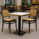 Ver imagem 2 de Conjunto Mesa de Jantar Quadrada Venezia 70x70cm Branca com 2 Cadeiras Roma - Preto