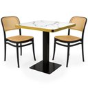 Ver imagem 1 de Conjunto Mesa de Jantar Quadrada Venezia 70x70cm Branca com 2 Cadeiras Roma - Preto