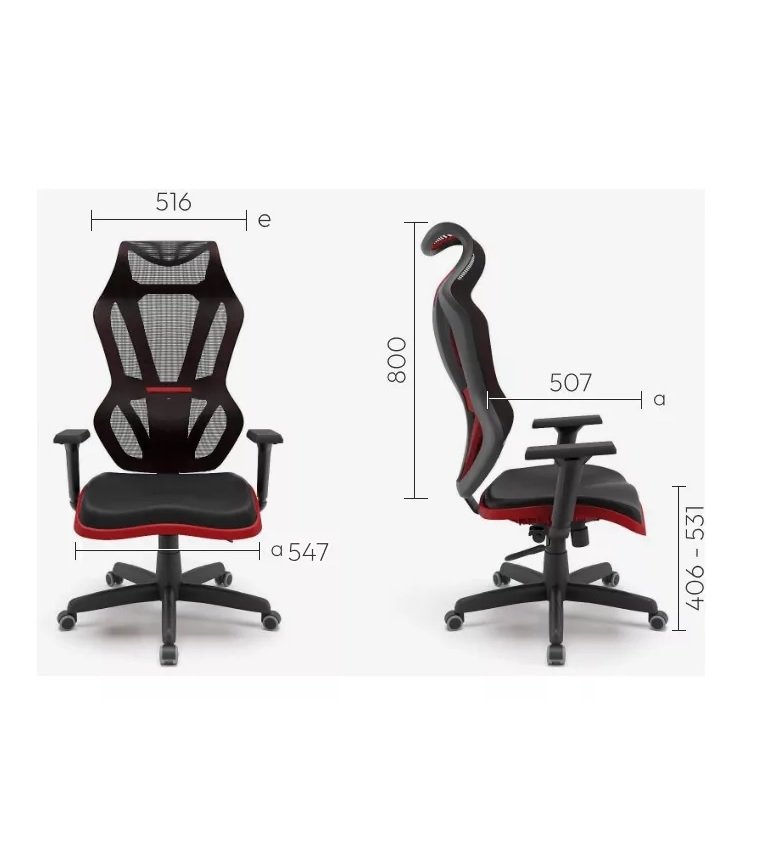 Cadeira Gamer Plaxmetal Vizon Dz Base Standard Relax System Tela Preta Detalhes Vermelho - 4