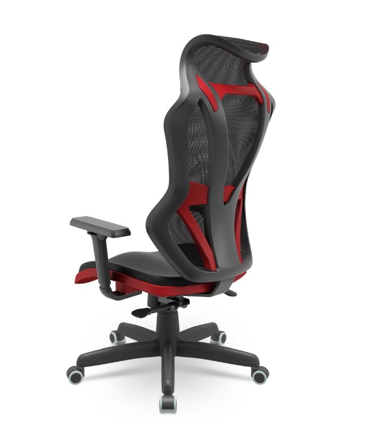 Cadeira Gamer Plaxmetal Vizon Dz Base Standard Relax System Tela Preta Detalhes Vermelho - 3