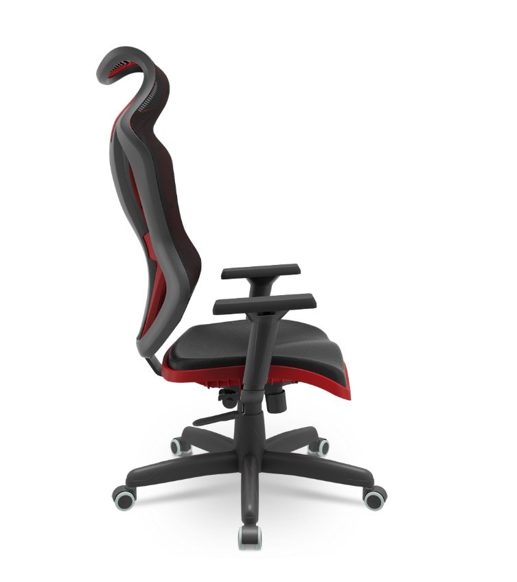 Cadeira Gamer Plaxmetal Vizon Dz Base Standard Relax System Tela Preta Detalhes Vermelho - 2