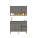 Ver imagem 5 de Cozinha Compacta Line 6 Portas 1 Gaveta MDF 120cm Cinza Gris Kit'S Paraná