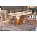 Ver imagem 6 de Mesa de Sala Jantar Rubi com Tampo Madeirado Vidro Curvo 170x90cm Cedro/off White/off White