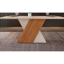 Ver imagem 2 de Mesa de Sala Jantar Rubi com Tampo Madeirado Vidro Curvo 170x90cm Cedro/off White/off White