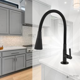 Torneira Gourmet Cozinha Bancada Tubo Flexível 2 Jatos Preta - 2