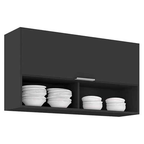 Armário de Cozinha Aéreo 100cm Pérola Z34 Preto - Mpozenato