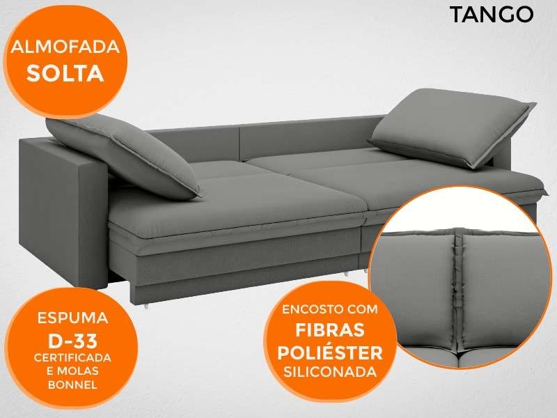 Sofá Tango 1,80M Sem Caixa, Retrátil e Reclinável Velosuede Grafite - Netsofás - 4