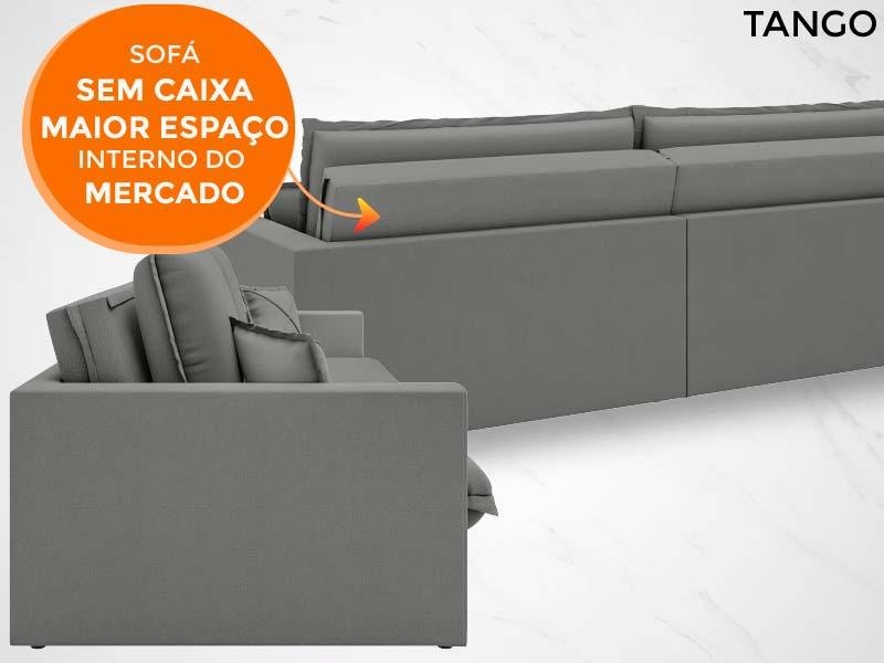 Sofá Tango 1,80M Sem Caixa, Retrátil e Reclinável Velosuede Grafite - Netsofás - 3