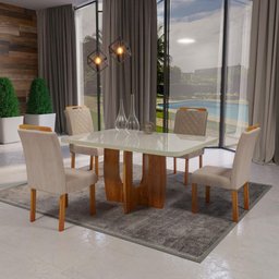 Sala de Jantar 130x90 4 Cadeiras Roma Bom Pastor - 1