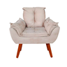 Poltrona Opala Decorativa Bege Ideal Sala de Estar Recepção - 2