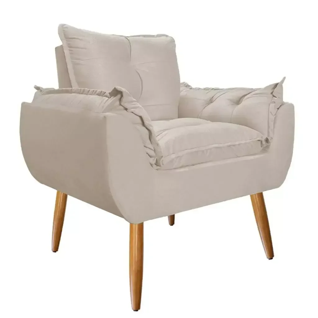 Ver imagem 1 de Poltrona Opala Decorativa Bege Ideal Sala de Estar Recepção