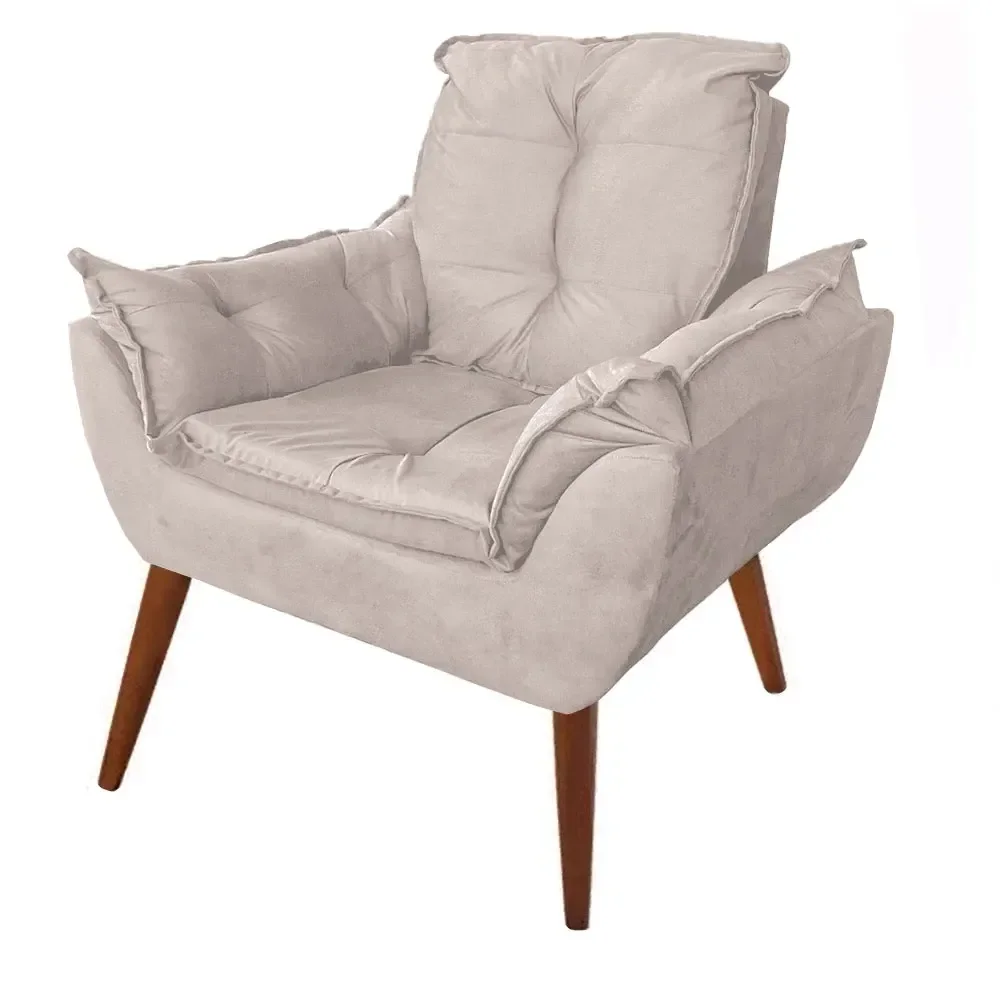 Poltrona Opala Decorativa Bege Ideal Sala de Estar Recepção - 3