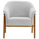 Ver imagem 3 de Kit 02 Poltronas Luna Base Madeira Bouclé Cinza Claro - Nexta Casa