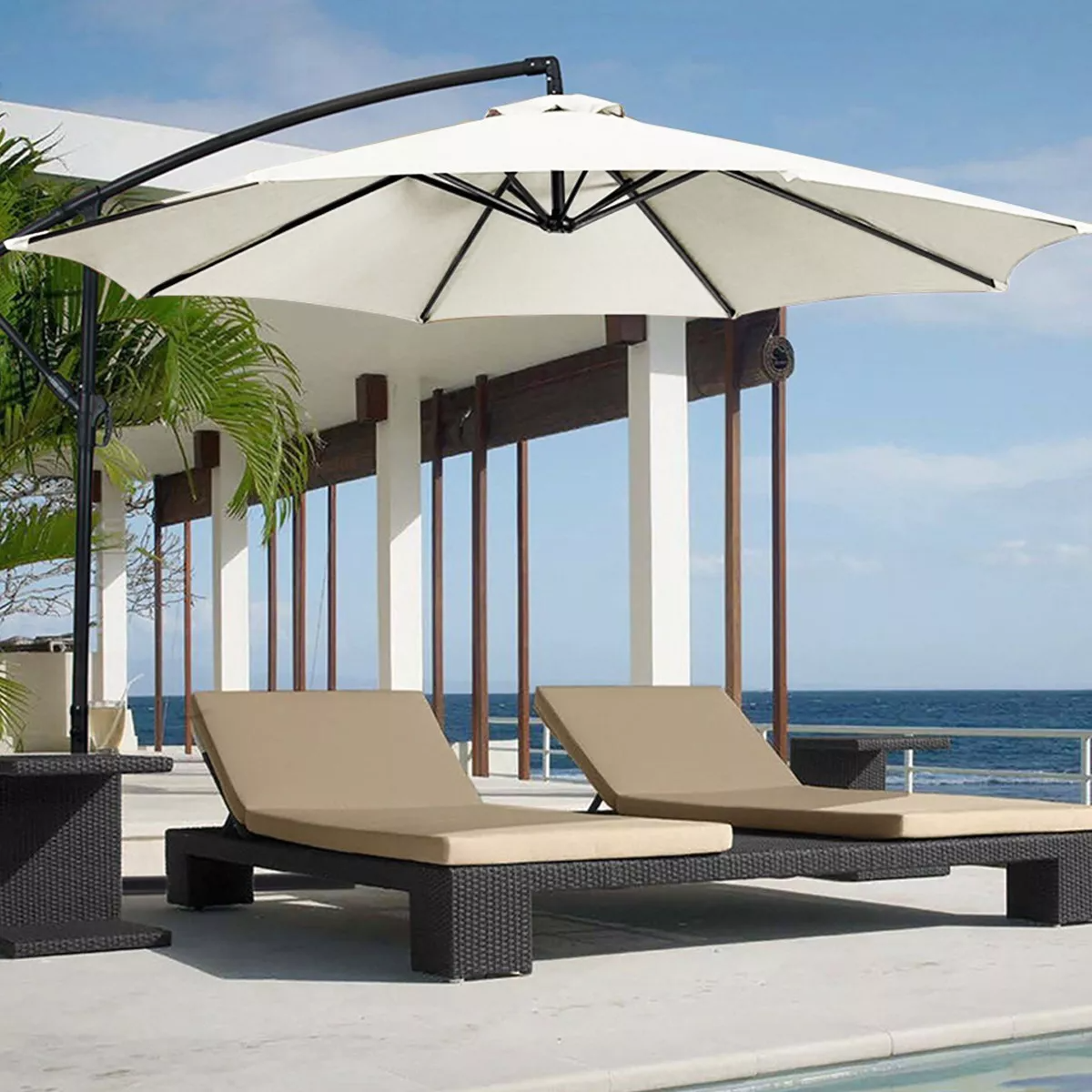 Ombrelone Articulado Guarda Sol de Praia Jardim Lateral 3 Metros Base 60l Cinza Rm Decor - 2