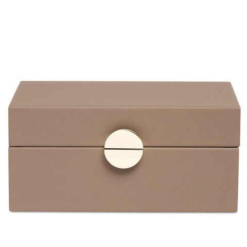 Caixa Decorativa em Pu Marrom e Detalhe Dourado - Mart