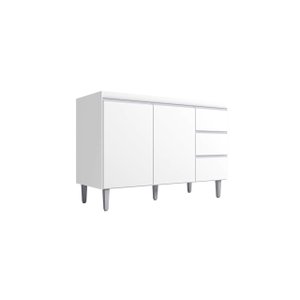Balcão Gabinete Branco para Pia Andreia sem Tampo 120cm 2 Portas 3 Gavetas - Ajl Móveis Balcão Gabin
