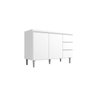 Balcão Gabinete Branco para Pia Andreia sem Tampo 120cm 2 Portas 3 Gavetas - Ajl Móveis Balcão Gabin - 1
