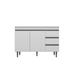 Balcão Gabinete Branco para Pia Andreia sem Tampo 120cm 2 Portas 3 Gavetas - Ajl Móveis Balcão Gabin - 4