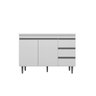 Balcão Gabinete Branco para Pia Andreia sem Tampo 120cm 2 Portas 3 Gavetas - Ajl Móveis Balcão Gabin - 4