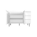 Ver imagem 3 de Balcão Gabinete Branco para Pia Andreia sem Tampo 120cm 2 Portas 3 Gavetas - Ajl Móveis Balcão Gabin