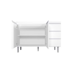 Balcão Gabinete Branco para Pia Andreia sem Tampo 120cm 2 Portas 3 Gavetas - Ajl Móveis Balcão Gabin - 3