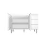 Balcão Gabinete Branco para Pia Andreia sem Tampo 120cm 2 Portas 3 Gavetas - Ajl Móveis Balcão Gabin - 3
