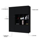 Ver imagem 3 de Armário Alto com Nichos e 05 Portas 161,5x135x42cm Wlan135 Preto Ônix