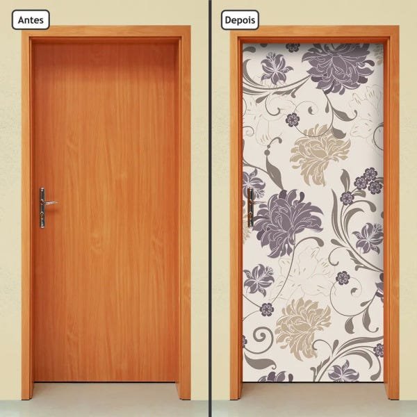 Adesivo Decorativo de Porta - Floral - 1393cnpt - 1