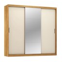 Ver imagem 2 de Guarda-roupa Casal Dalila 3 Portas 4 Gavetas 100% Mdf com Espelho Flex Cinamon/off-white - Demóbile