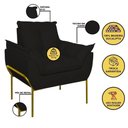 Ver imagem 7 de Kit 2 Poltronas + Namoradeira Pé Metal Dourado Recepção Sala Preto