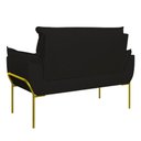 Ver imagem 4 de Kit 2 Poltronas + Namoradeira Pé Metal Dourado Recepção Sala Preto