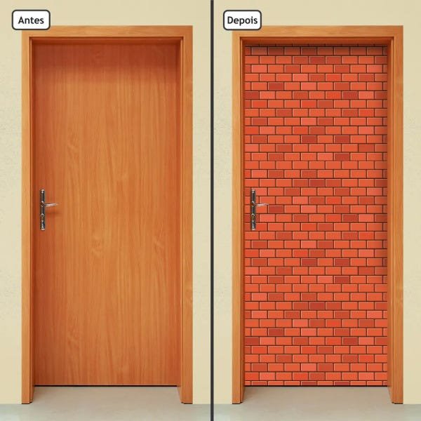 Adesivo Decorativo de Porta - Tijolos - 1683cnpt - 1