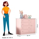 Ver imagem 7 de Cômoda Sapateira Infantil 1 Porta 4 Gavetas Doce Mel Rosa