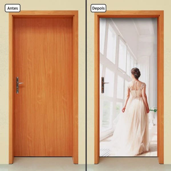 Adesivo Decorativo de Porta - Noiva - 1137cnpt Adesivo Decorativo de Porta - Noiva - 1137mcnt - 1