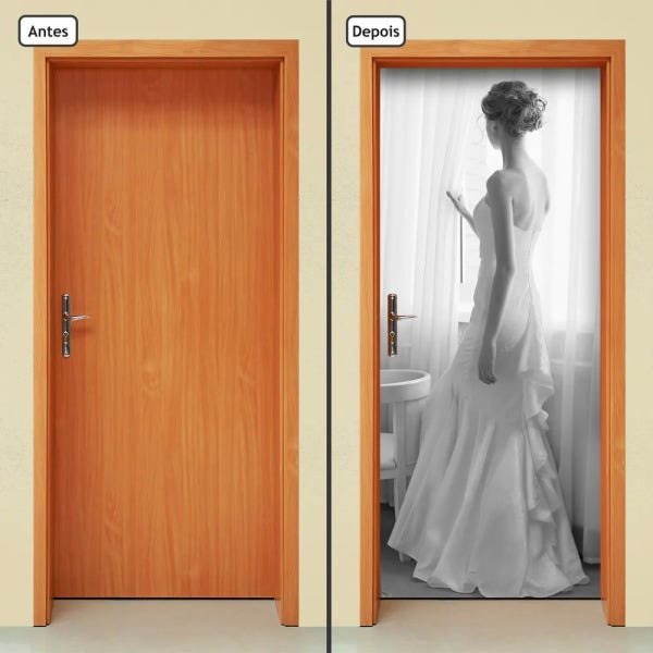 Adesivo Decorativo de Porta - Noiva - 1078cnpt - 1
