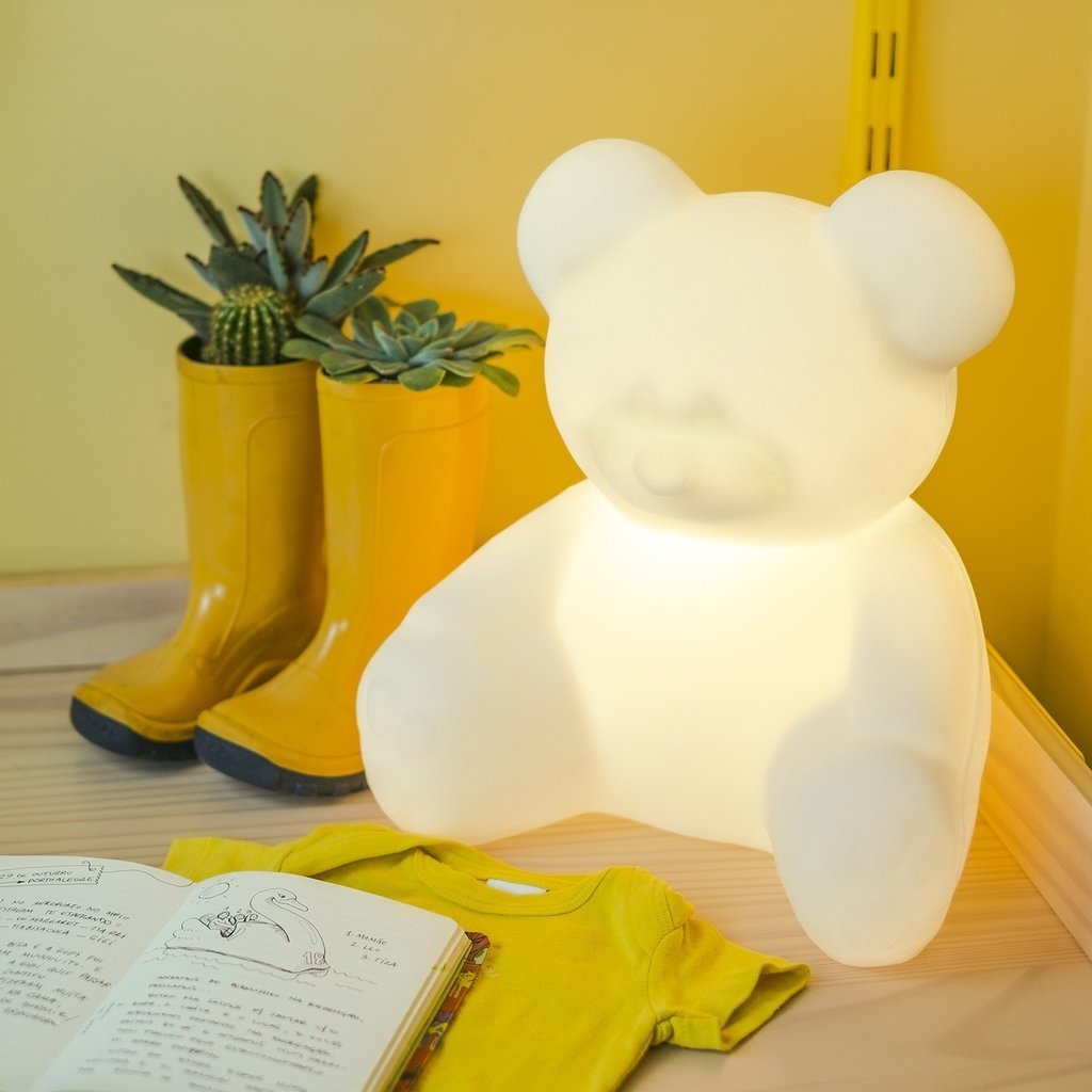 Luminária de Mesa Infantil Urso Ursinho Branco - 1