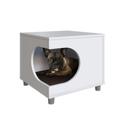 Mesa de Cabeceira Casinha para Pet 45cm com Almofada Branco Pet003 Completa Móveis - 5