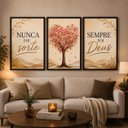 Ver imagem 2 de Kit 3 Quadros Decorativos Nunca Foi Sorte Sempre Foi Deus:Preto