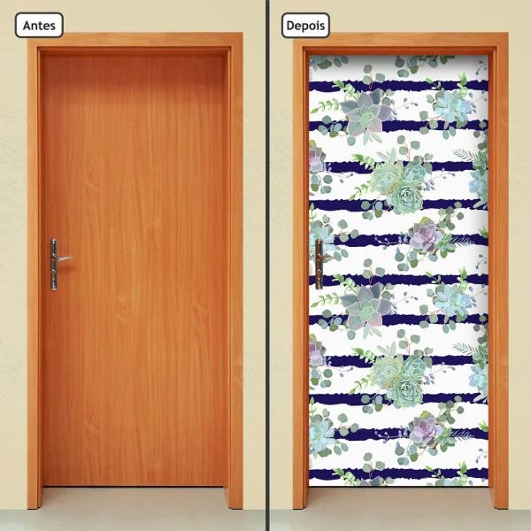 Adesivo Decorativo de Porta - Flores - 1664cnpt - 1